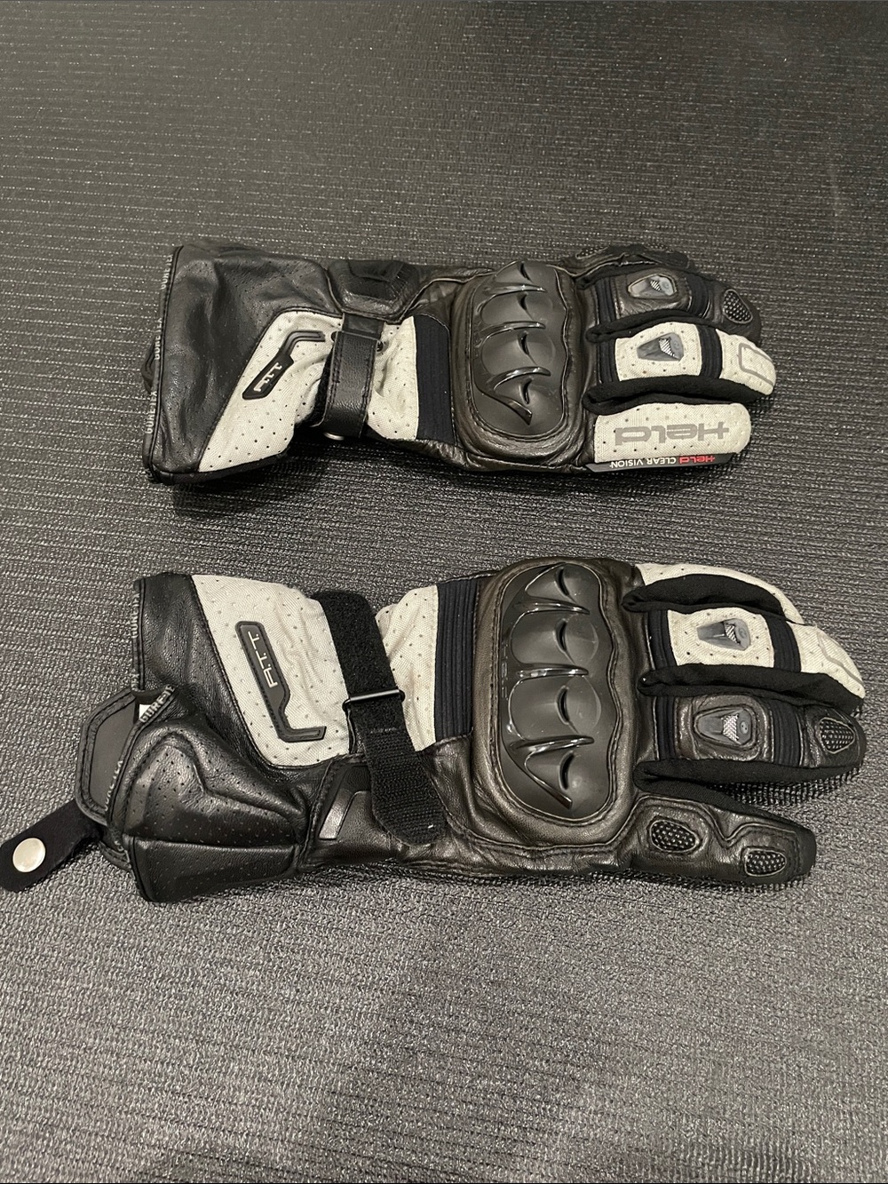 Men's Black and White Motorcycle Gloves